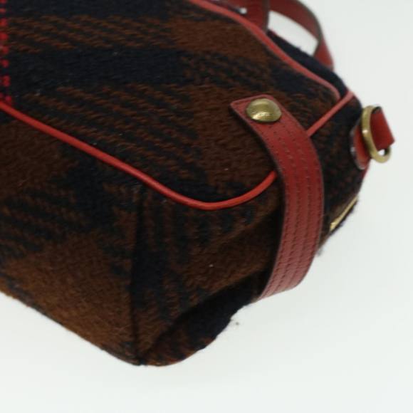 BURBERRY Blue Label Hand Bag Wool Leather 2way Red Black Auth ti771 - Picture 16 of 16